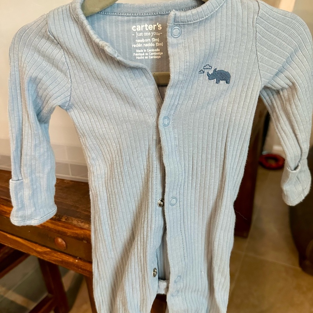 Carter's Light Blue Ribbed Baby Onesie